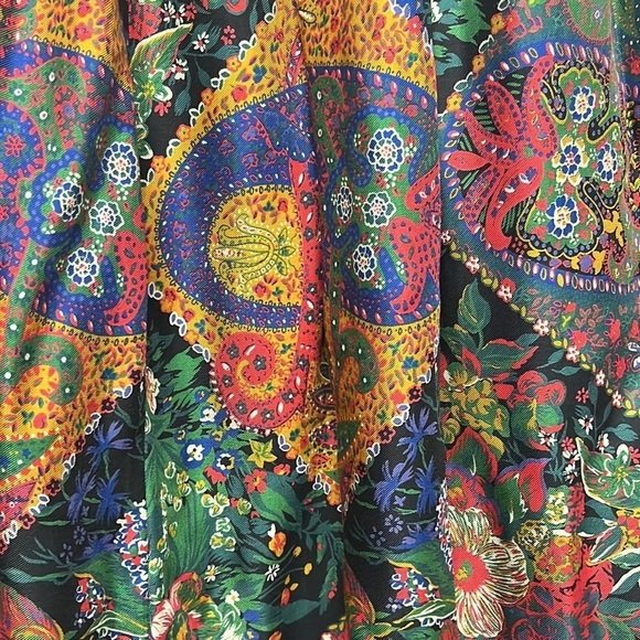 Vintage Ports International Paisley Maximalist Full Flowy Silky Midi Skirt Lined - Picture 5 of 9